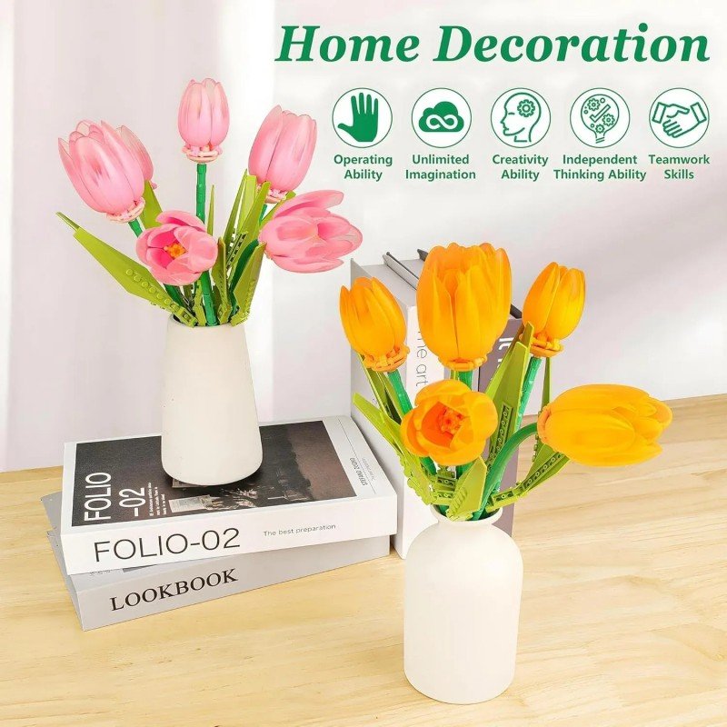 Jaki Tulip Flower Building Blocks DIY Bouquet JK29312