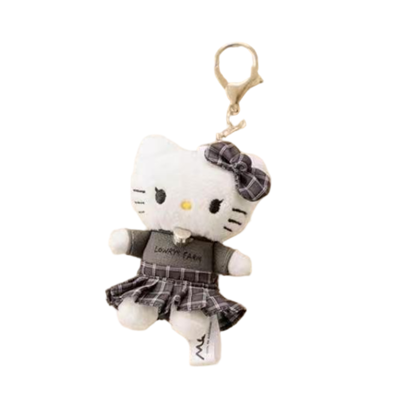Sanrio Me% Keychain Hello Kitty Plaid Black Skirt