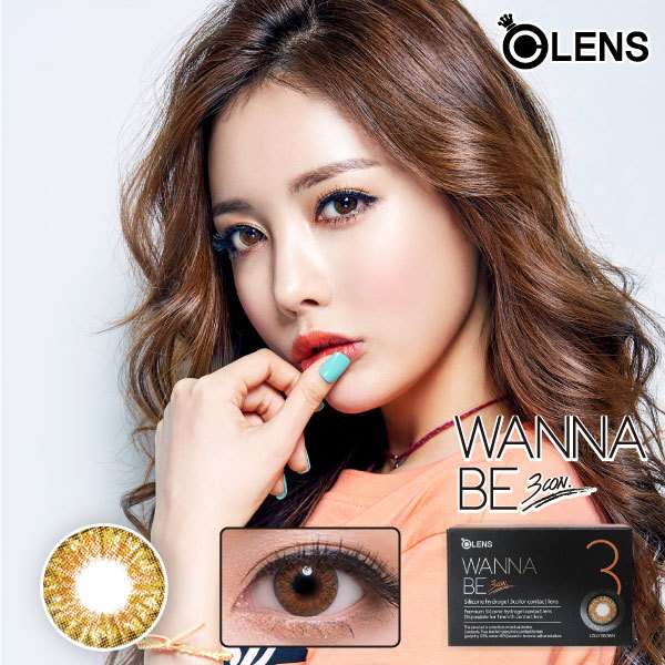 Olens Wanna Be 3CON 1 Month Colored Contact Lens Lolly Brown -1.00 2pcs/box