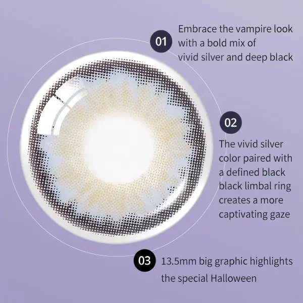 Olens 1 Month Colored Contact Lens Vampire Silver ±000 1pcs