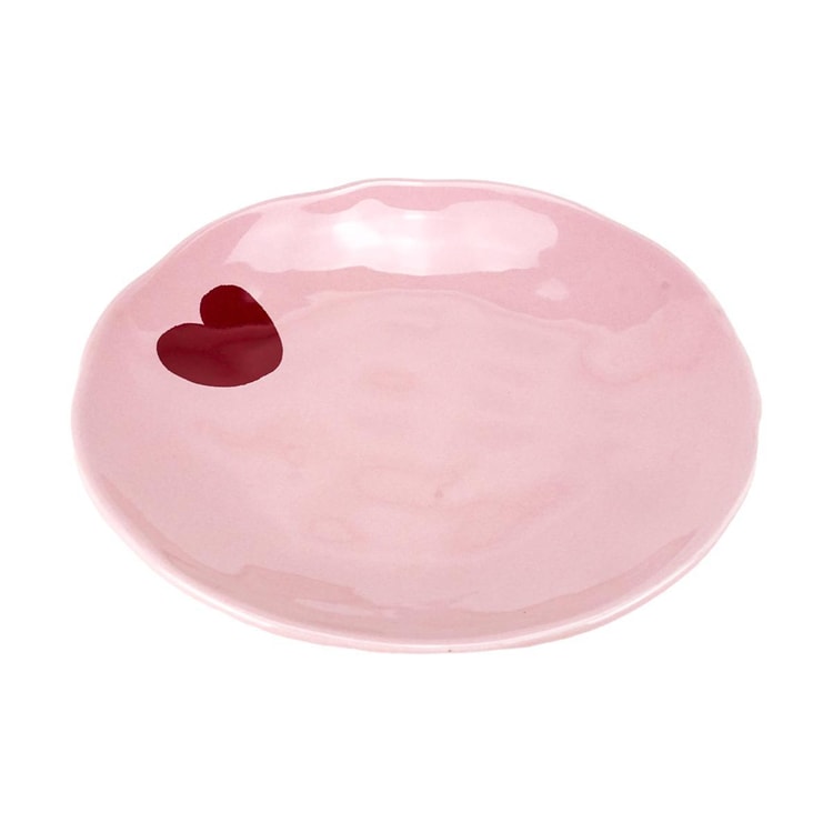 Pink Heart Pattern Ceramic Plate 8 Inch 1pcs