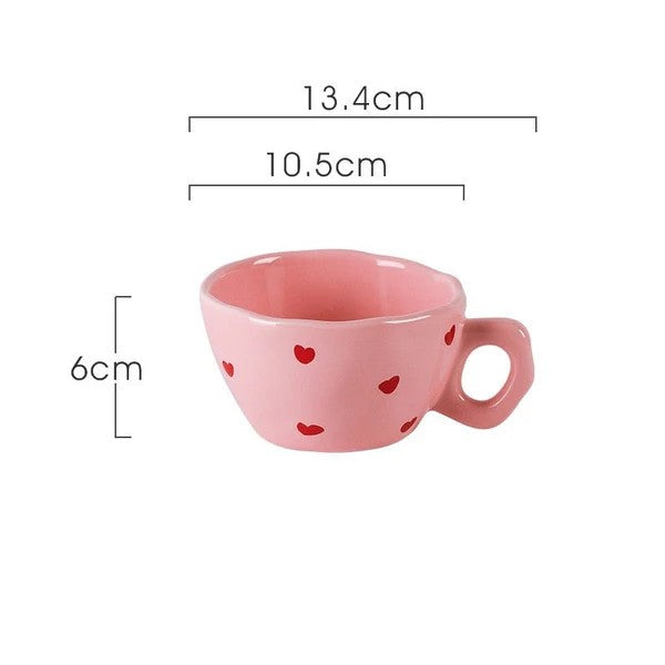 Pink Heart Shaped Coffee Cup 1pcs