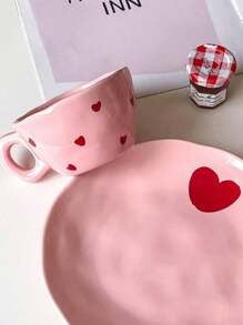 Pink Heart Shaped Coffee Cup 1pcs