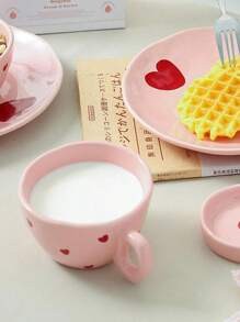 Pink Heart Shaped Coffee Cup 1pcs