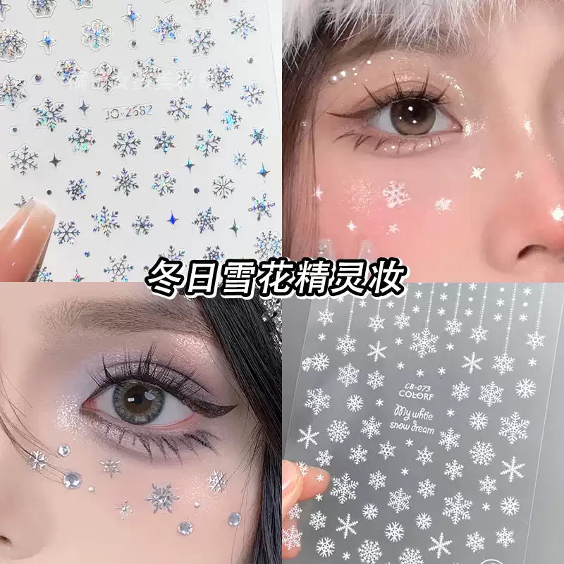 Joyful Nail Face Decoration Sticke White Snowflake 909