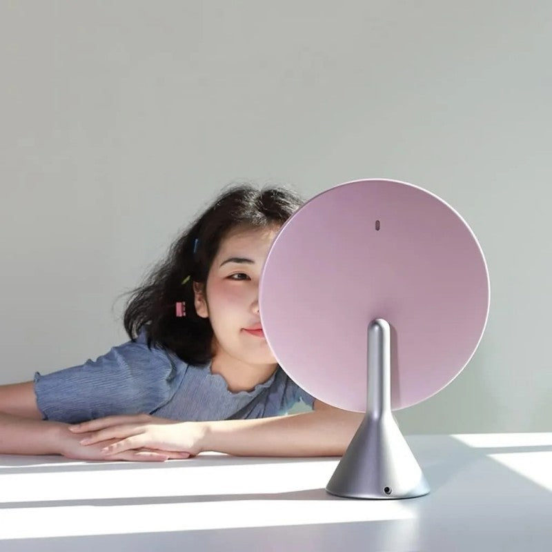 Muid Smart Large Round Mirror Desktop with Light Silver White