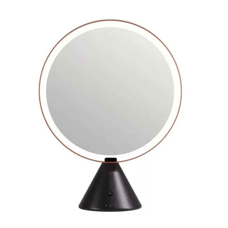 Muid Round Makeup Mirror Desktop with Light High-definition Pink