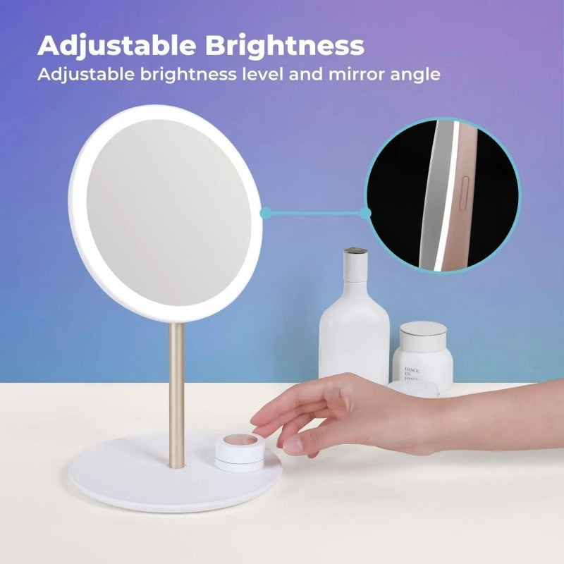 Muid LED Beauty Mirror USB Recharge Folding Milk White
