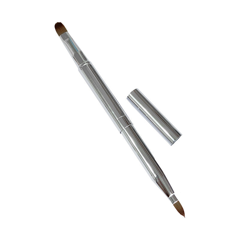 Portable Retractable Dual-Ended Lip Brush #01 Silver