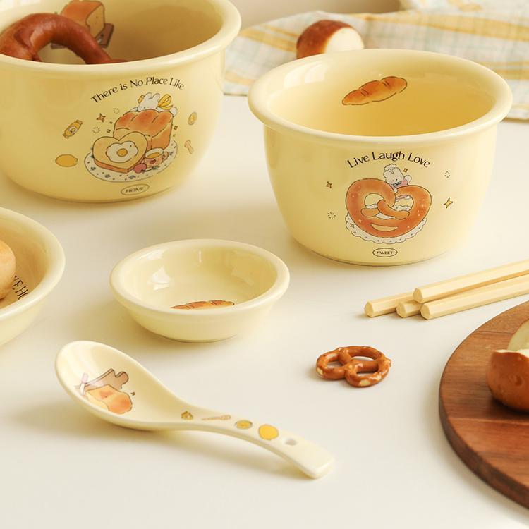 Lotus Blue Bread Bunny Cream Series Small Bowl 4.5 Inch