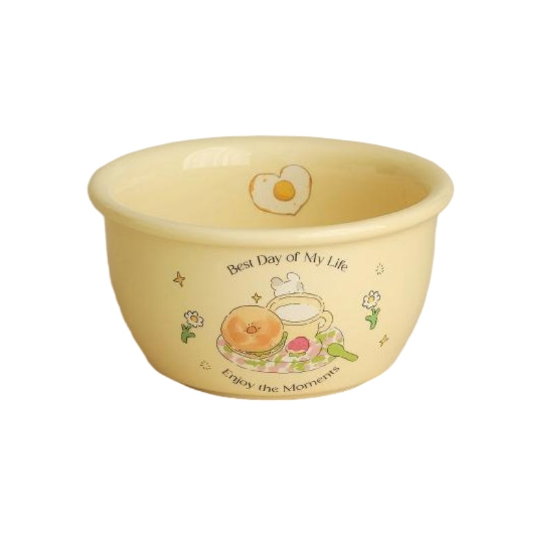 Lotus Blue Bread Bunny Cream Series Small Bowl 4.5 Inch