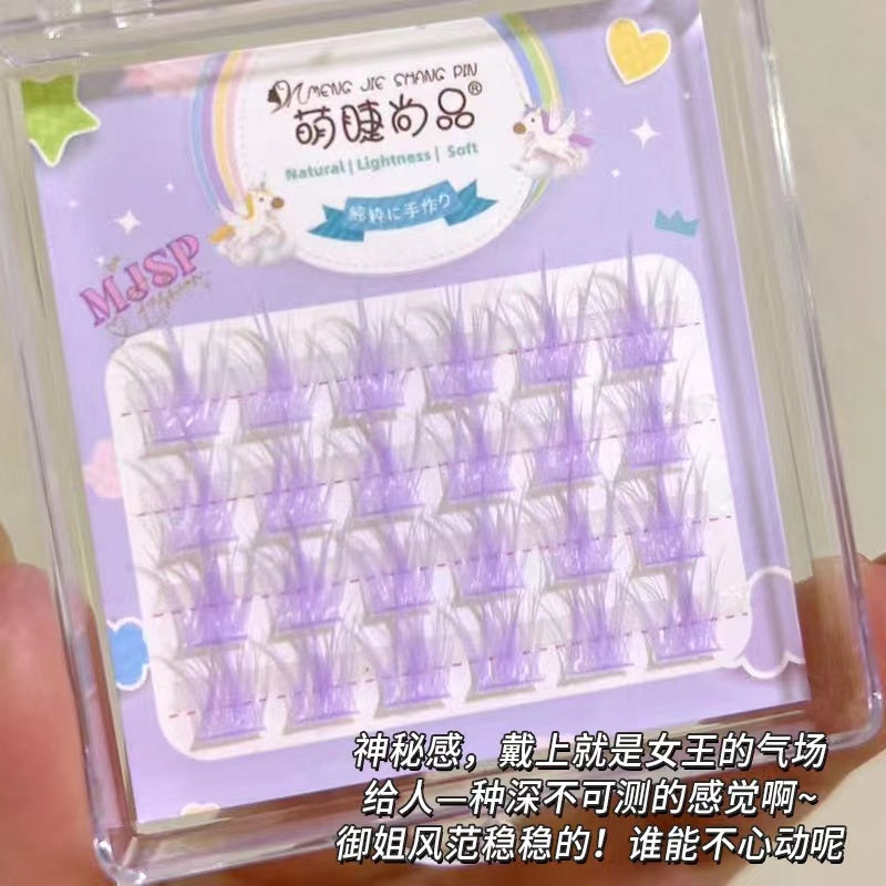 Meng Jie Shang Pin Dreamy Colored Glue-Free False Eyelashes Elegant Purple
