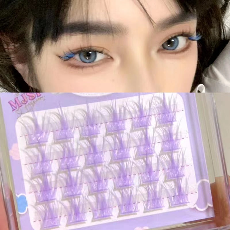 Meng Jie Shang Pin Dreamy Colored Glue-Free False Eyelashes Elegant Purple