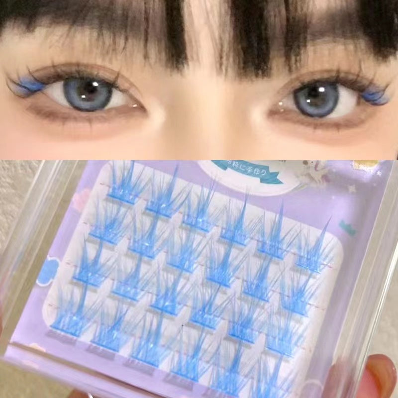 Meng Jie Shang Pin Dreamy Colored Glue-Free False Eyelashes Icy Blue