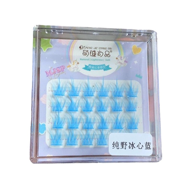 Meng Jie Shang Pin Dreamy Colored Glue-Free False Eyelashes Icy Blue