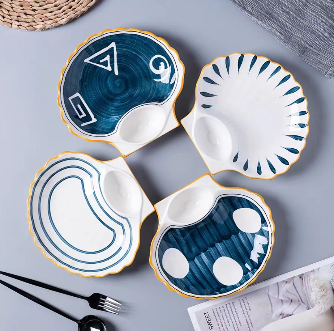 贝壳饺子盘带醋碟(多款)