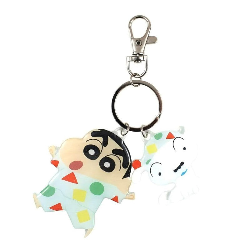 T's Factory Shinchan Die-Cut Twin Keychain Pajama Shin & Shiro