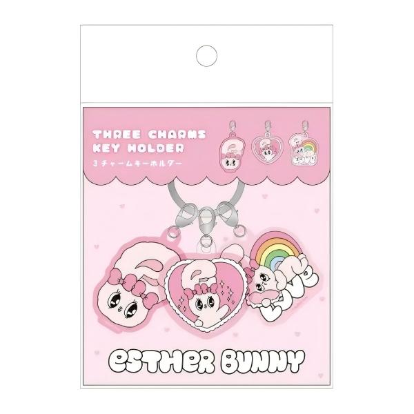 T's Factory Esther Bunny Character Keyring 3 Charm Ribbon Bunny