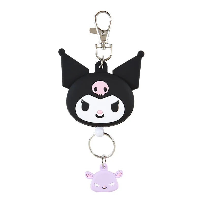 Sanrio Face Shaped Reel Keychain Kuromi