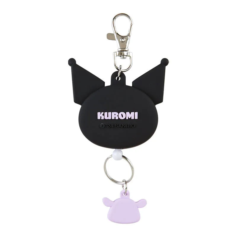 Sanrio Face Shaped Reel Keychain Kuromi