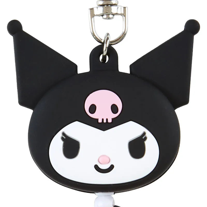Sanrio Face Shaped Reel Keychain Kuromi