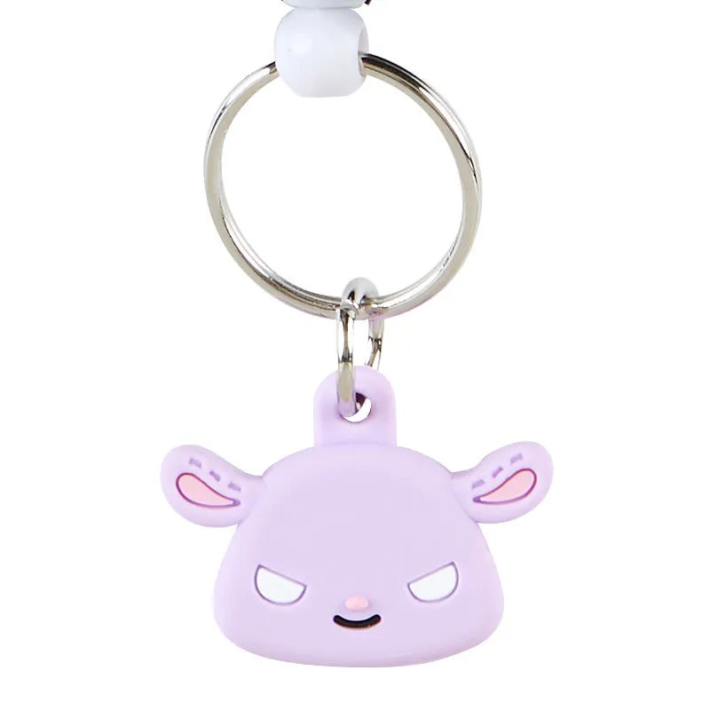 Sanrio Face Shaped Reel Keychain Kuromi