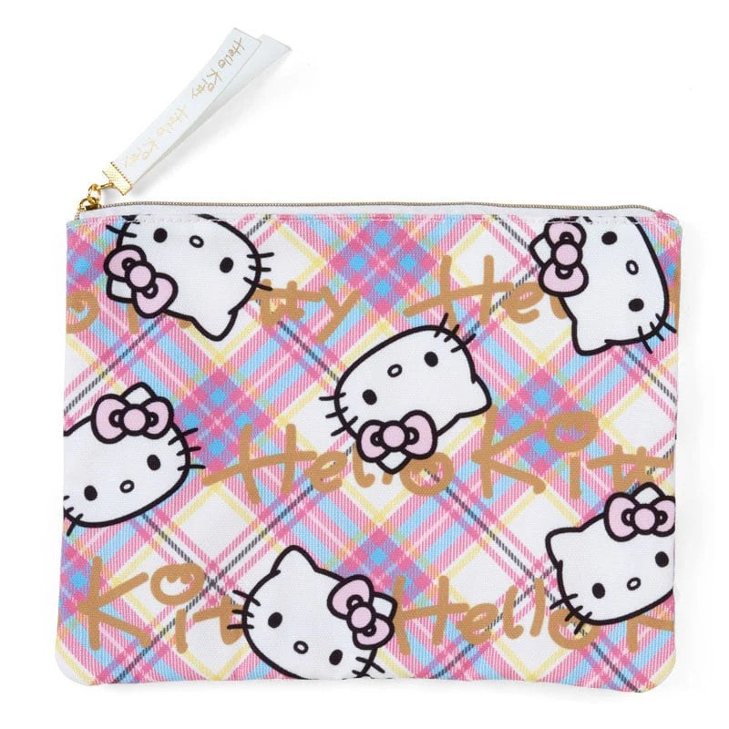 Sanrio Flat Pouch Hello Kitty Tartan 50th Anniversary 2pcs