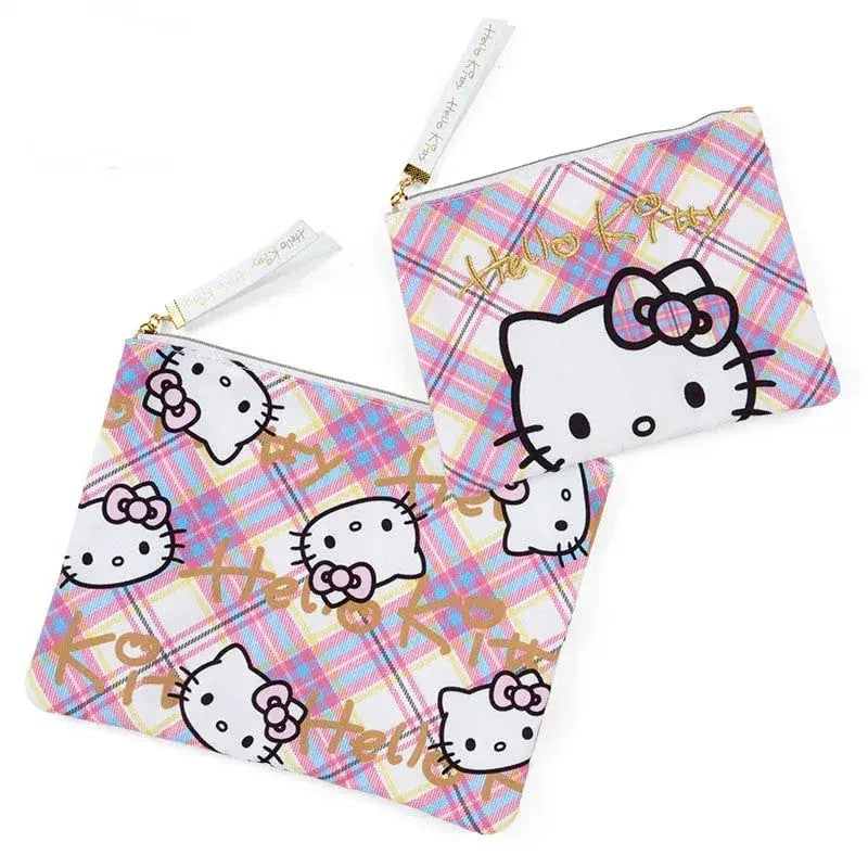 Sanrio Flat Pouch Hello Kitty Tartan 50th Anniversary 2pcs