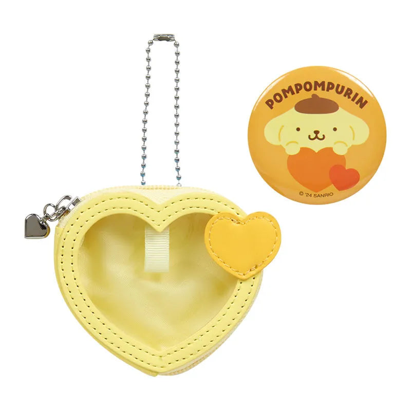 Sanrio Mini Pouch with Badge Pompompurin Colorful Heart