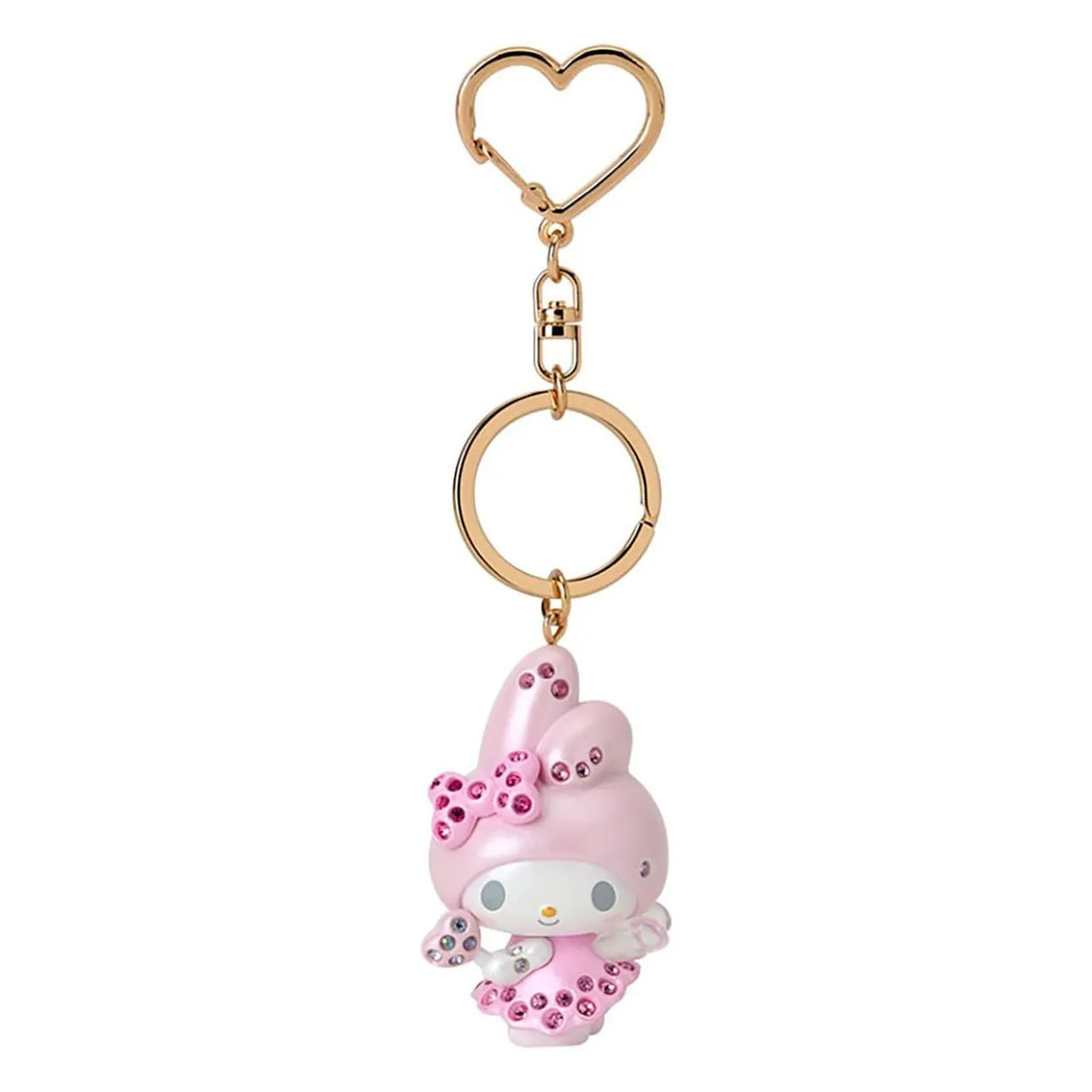 Sanrio My Melody Angel Keychain with Pink Rhinestones
