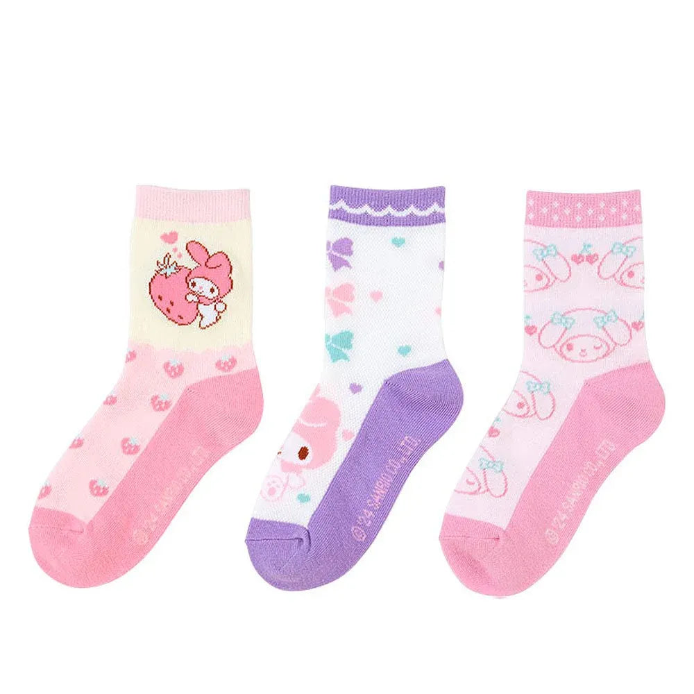 Sanrio Sneaker Socks My Melody Berry 13-15cm 3 Pairs