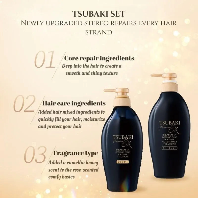 Shiseido Tsubaki Premium EX Damage Care & Repair Shampoo & Conditioner 400ml*2