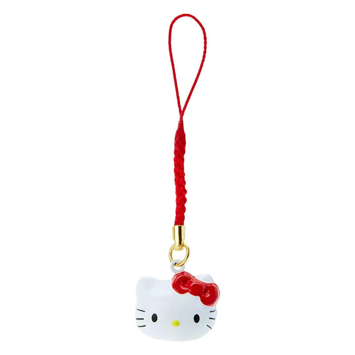 Sanrio Face Shaped Bell Charm Strap Brass Hello Kitty