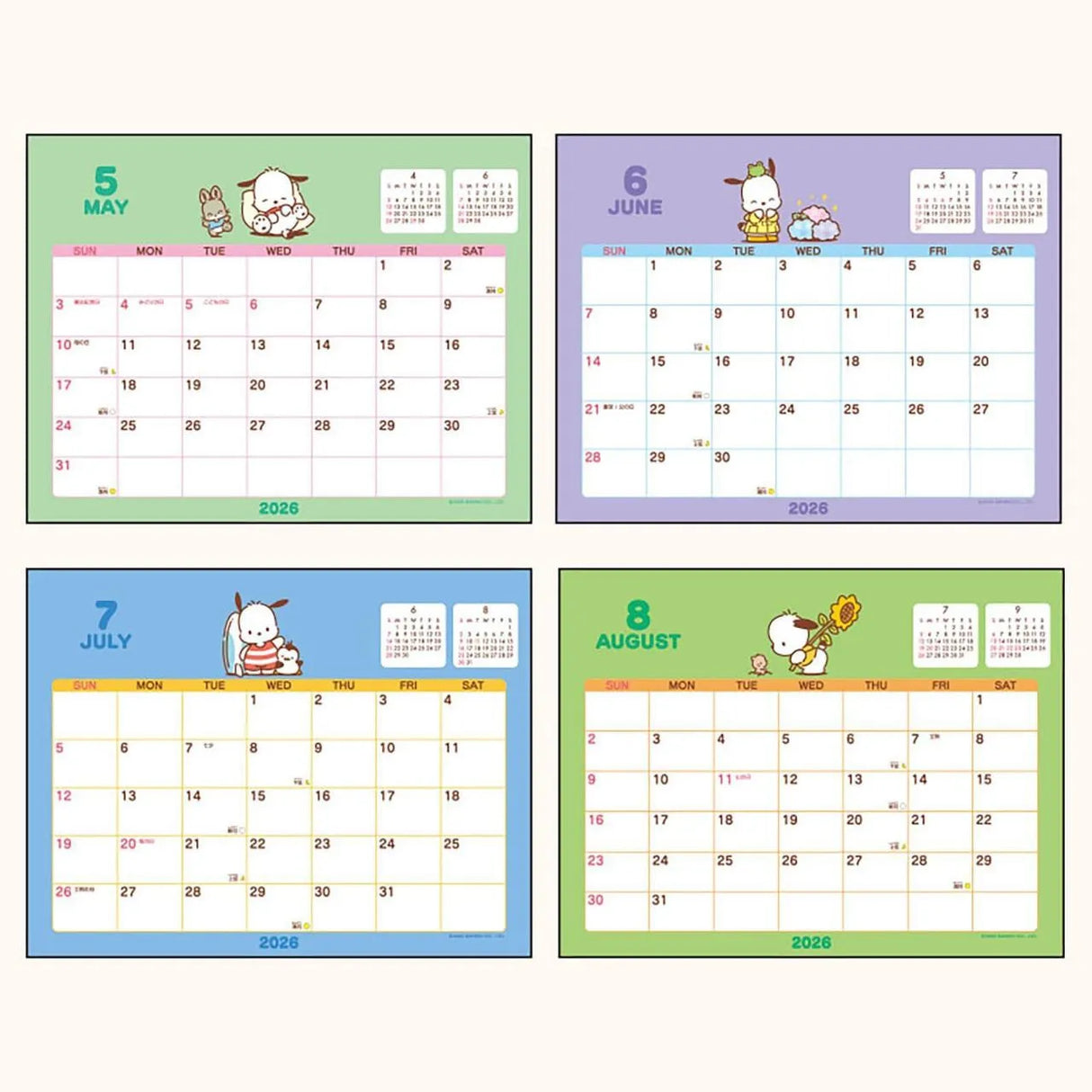 Sanrio Ring Calendar Pochacco 2026