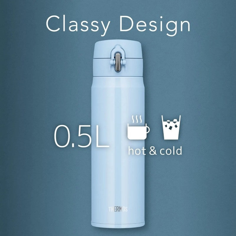 Thermos Water Bottle Vacuum Insulated Travel Mug Light Blue 500ml