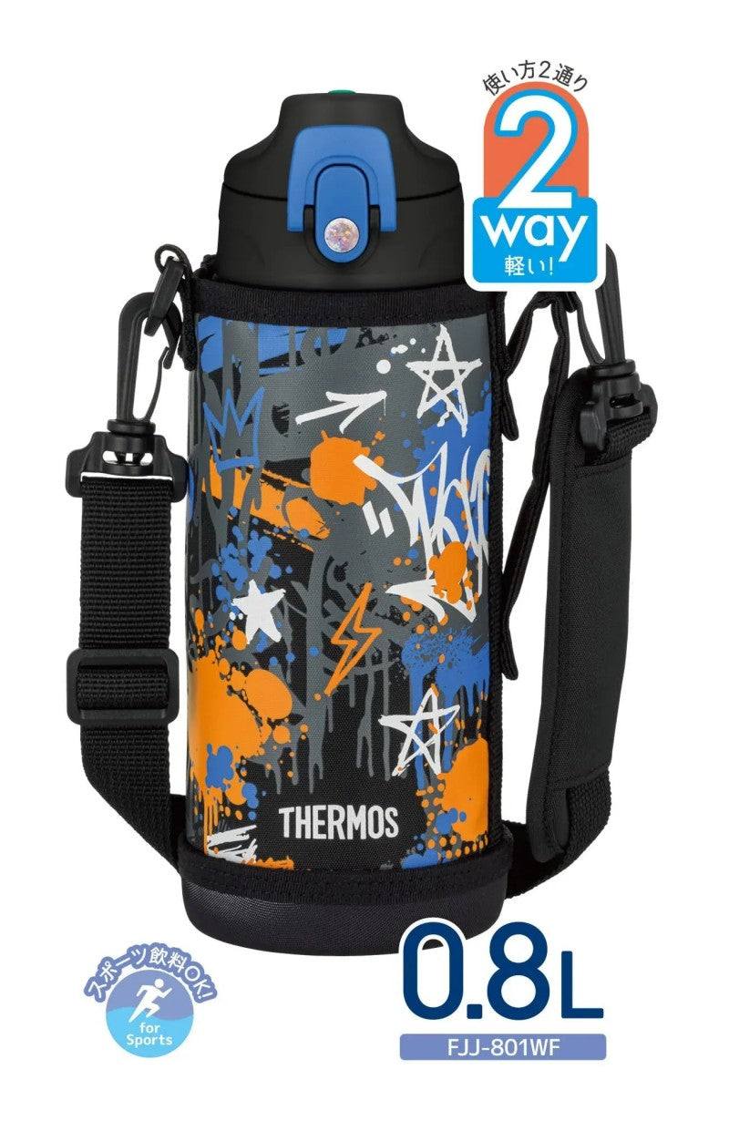 Thermos Vacuum Insulated Water Bottle Fjj-801Wf Black Blue 800ml