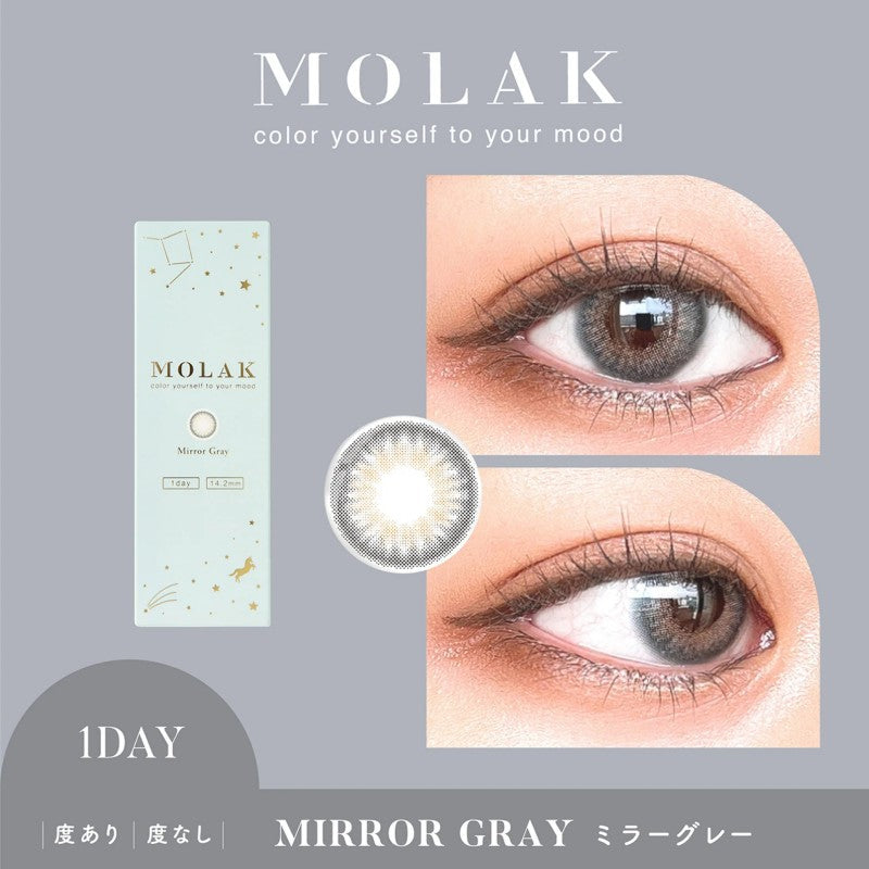 Molak 1-Day Colored Contact Lenses Mirror Gray -2.00 10pcs