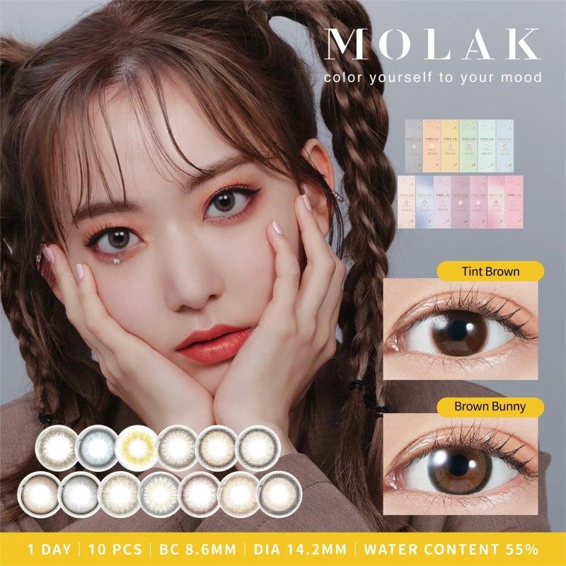 Molak 1-Day Colored Contact Lenses Mirror Gray -2.00 10pcs