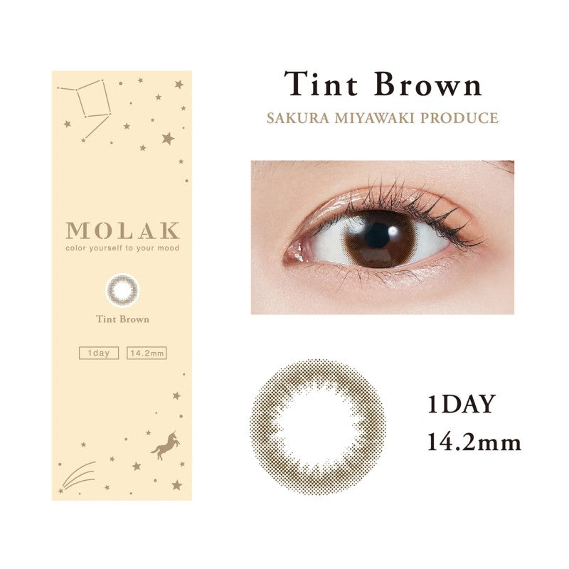 Molak 1-Day Colored Contact Lens Tint Brown -4.00 10pcs