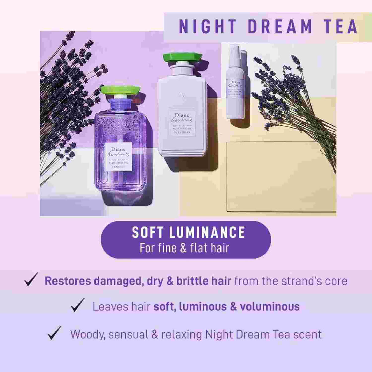 Diane Bonheur Night Dream Tea Shampoo Moist & Repair 500ml