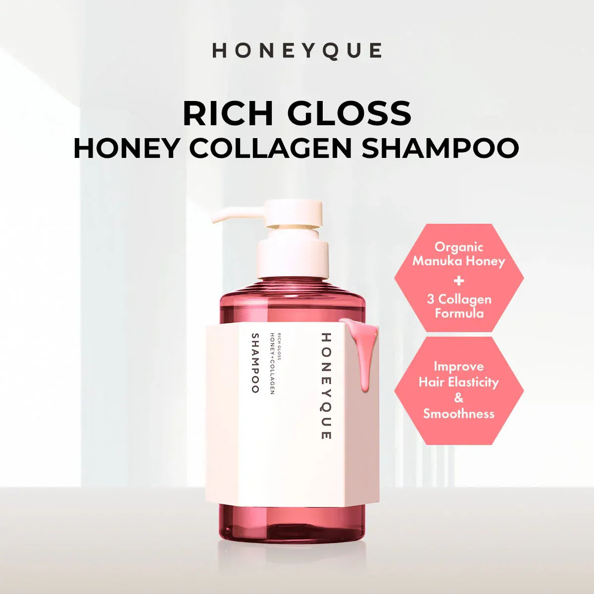 Honeyque Rich Gloss Honey Collagen Shampoo Shiny 450ml