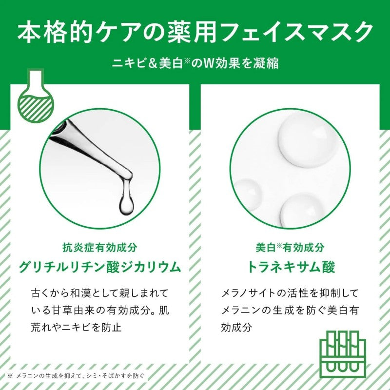 Lululun Medicated Whitening & Acne Care Face Mask 4pcs
