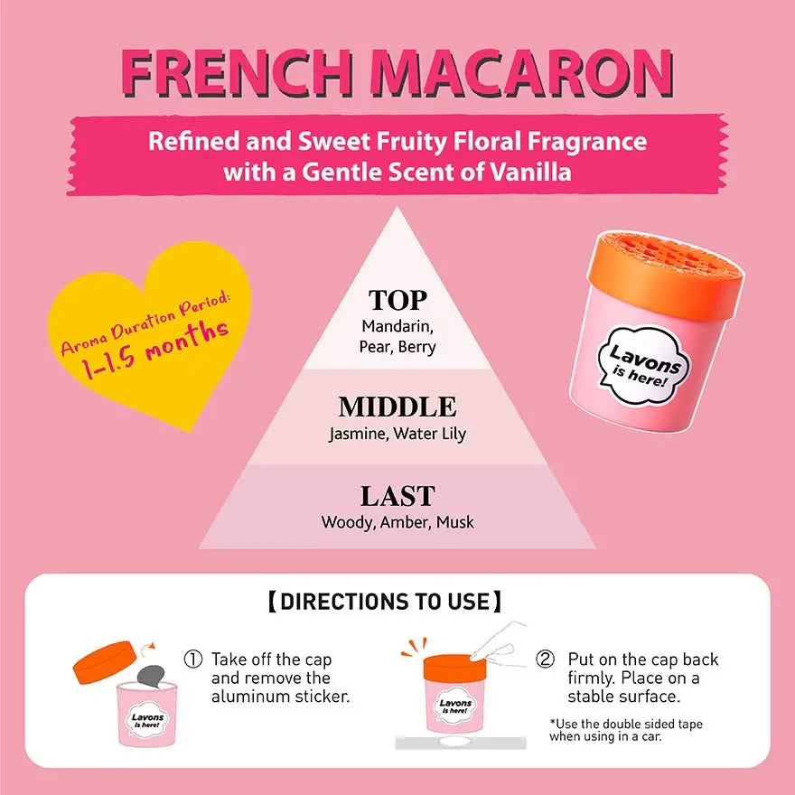 Lavons Car Fragrance Gel Air Freshener French Macaron 110g