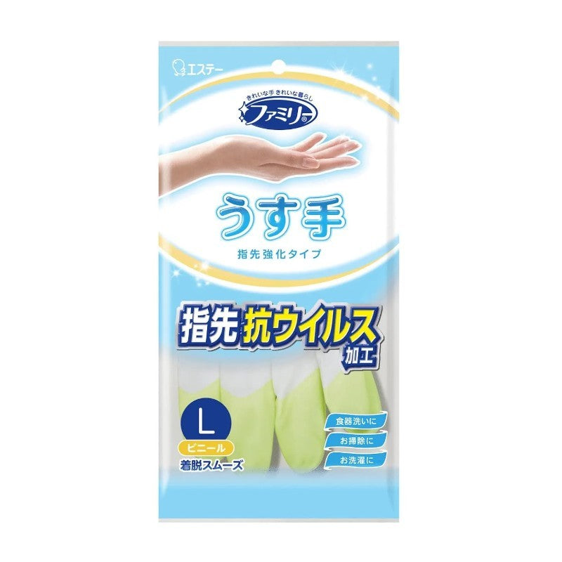 S.T. Antiviral Finger-Tipped Vinyl Gloves L Green