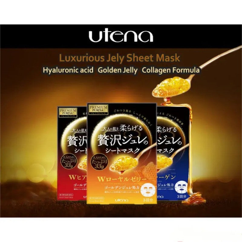 Utena Premium Puresa Double Royal Golden Jelly Facial Sheet Mask 3pcs