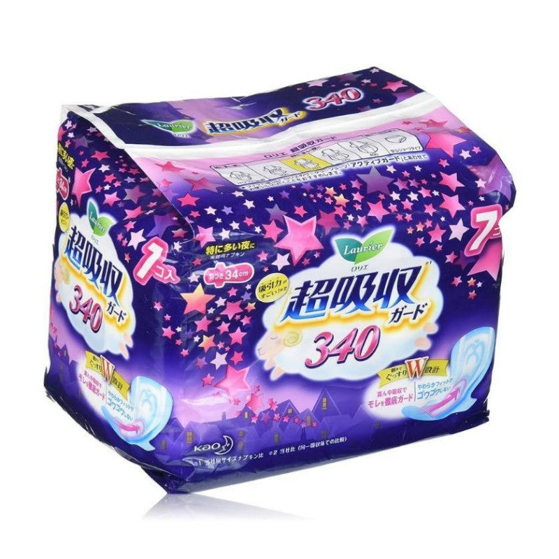 Kao Laurier Super Guard Night Sanitary Napkin with Wings 34cm 7pcs