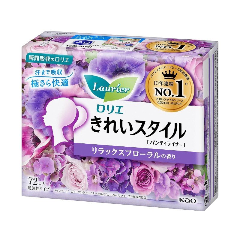 Kao Laurier Clean Style Panty Liner Relaxed Floral Scent 14cm 72pcs