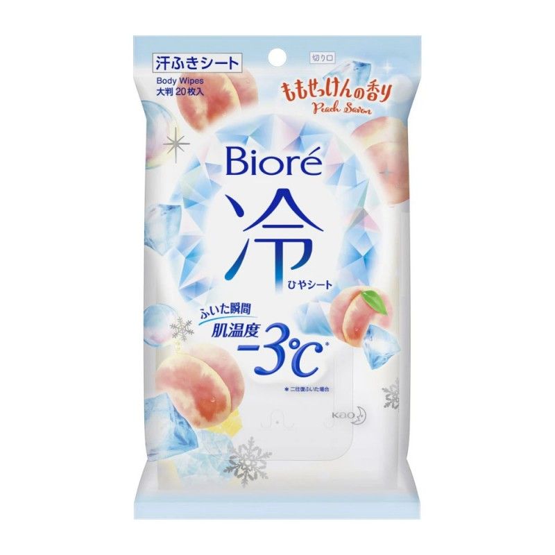 KAO Biore Cool Sheet Body Wipes Peach 20pcs