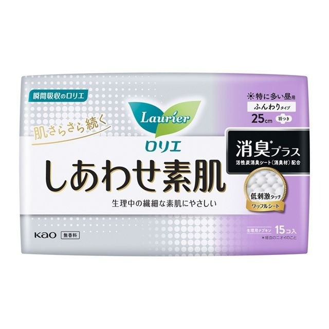 Kao Laurier Happy Skin Sanitary Pads With Wings 25cm 15pcs