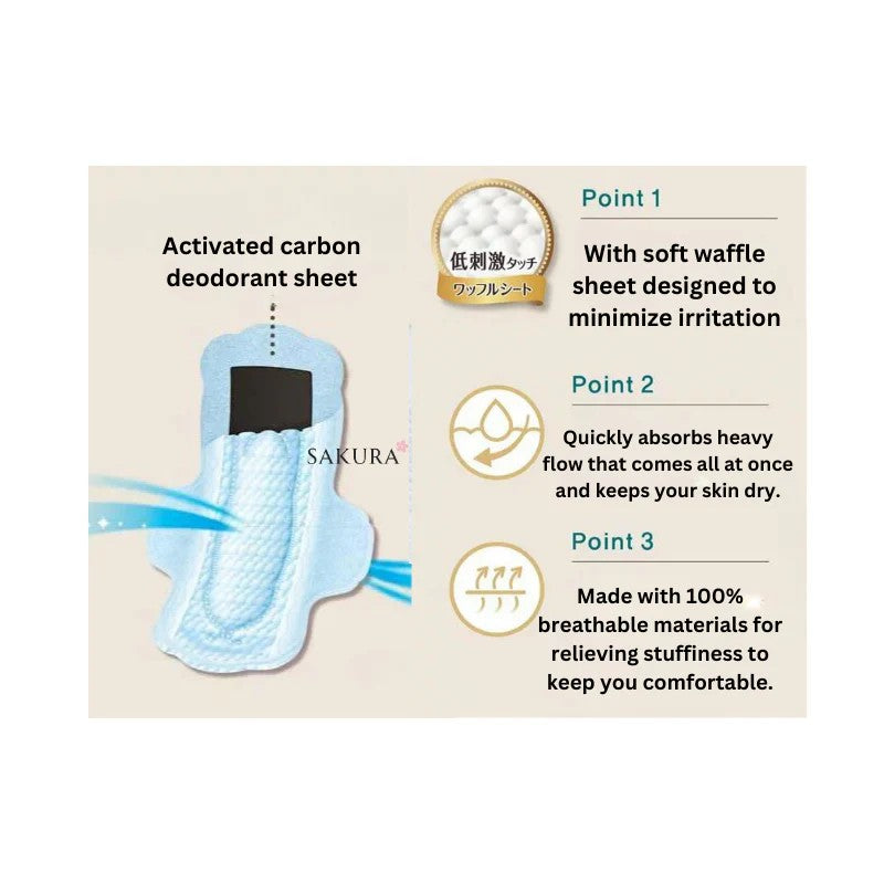 Kao Laurier Happy Skin Sanitary Pads With Wings 25cm 15pcs